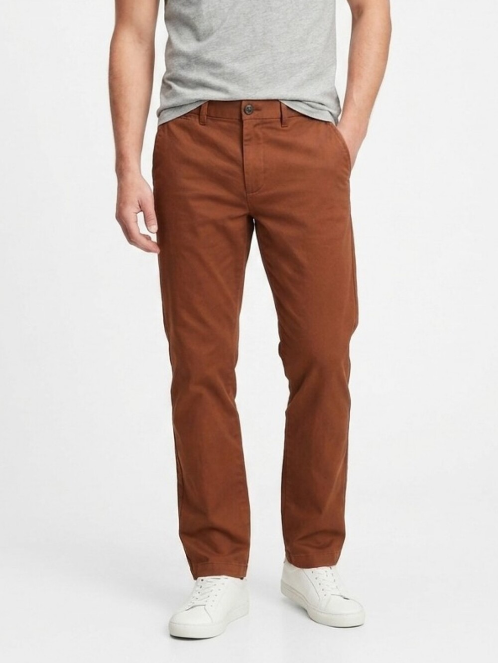 Gap Men's Straight Leg Pants 33x30 Brown Cotton Blend Everyday Classic